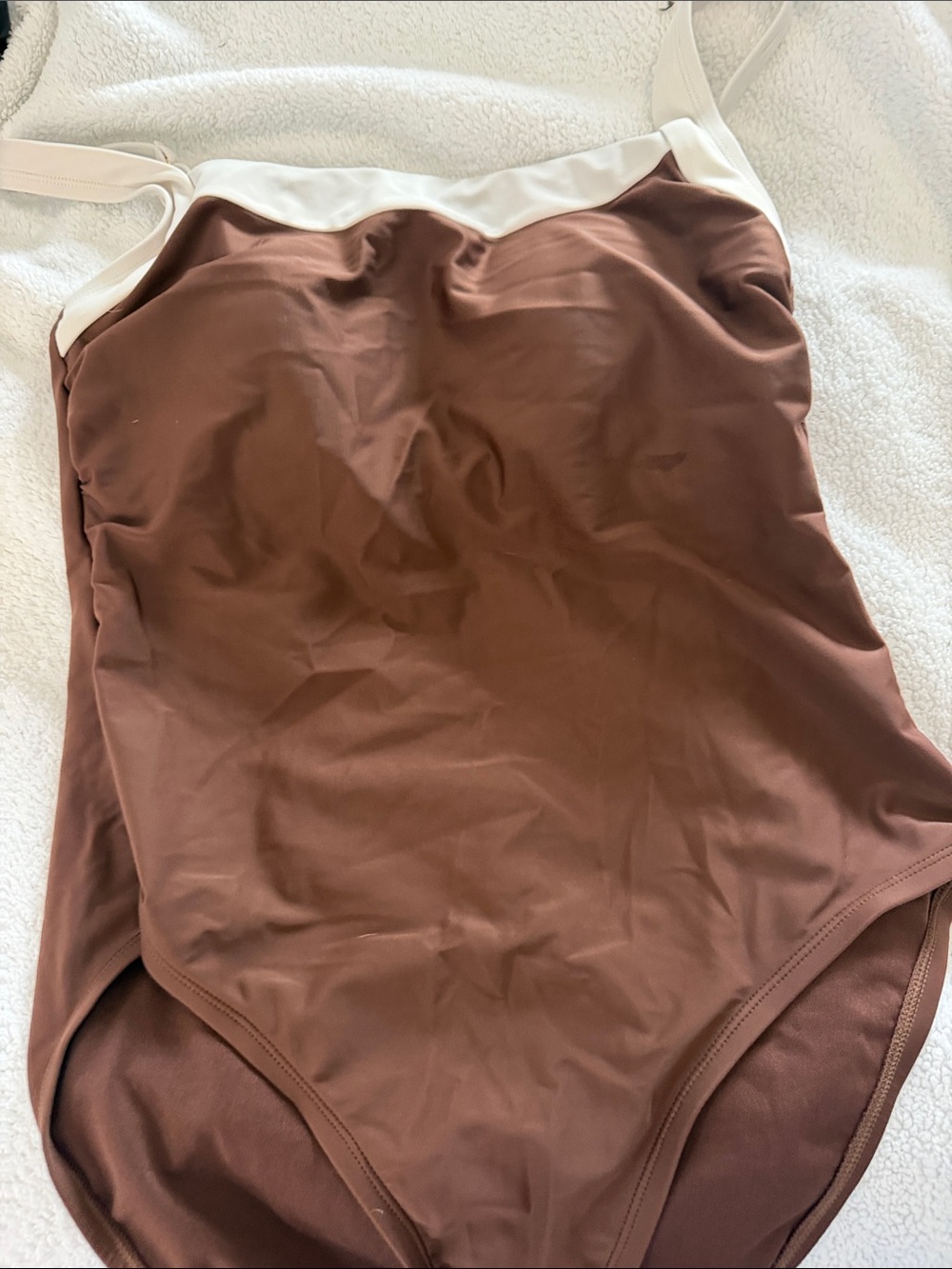 Shade & Shore Brown One-Piece Swimsuit with Cream Trim